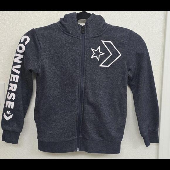 Boy's Youth Converse Chuck Taylor Zip Up Hoodie Hoody Size 7 (6/7 Yrs)Navy - Picture 1 of 4
